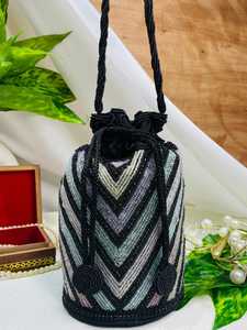 Luxury Ethnic Linen Embroidered Potli <b>Bag</b> Handmade <b>Bridal</b> Bead Sequins Magnetic Nylon Lining High Quality Party Valentine's <b>Day</b> - Product Image 6