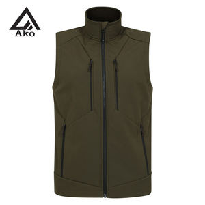 Chaleco Soft Shell para hombre, ligero y resistente al viento, longitud regular, cuello alto, cremallera frontal, chaleco Soft Shell transpirable y moderno - Product Image 1