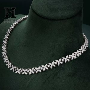 Collar de tenis floral con diamantes marquesa para mujer, de oro blanco de 14K, gargantilla de flores en racimo, moissanita, joyería nupcial botánica - Product Image 6