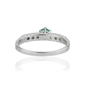 Wholesale Price Sterling 925 <b>Silver</b> Natural Round <b>Emerald</b> & Diamond Minimalist Fine <b>Ring</b> Bridal Jewelry - Product Image 6