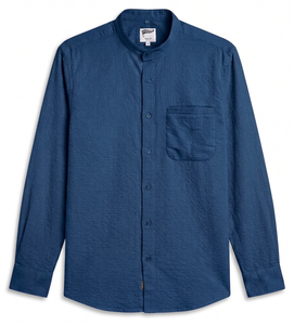 Camisa Enovate para Hombre, Casual, Texturizada, Cuello Mao, 100% Algodón, Transpirable, Verano, Diseño ODM - Product Image 1