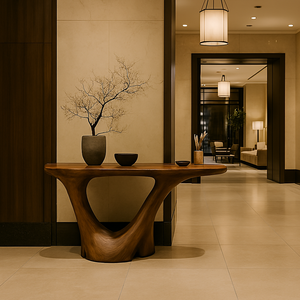 โต๊ะคอนโซลไม้เนื้อแข็งดีไซน์ทันสมัย Luxali ฐานทรงออร์แกนิก โต๊ะตกแต่งทางเข้าบ้านสไตล์ร่วมสมัย สำหรับห้องนั่งเล่นและโถงทางเดิน - Product Image 2
