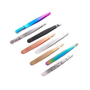 Ensemble de pinces à épiler pour sourcils assorties, multicolores, en acier inoxydable, kit de toilettage de précision, prix avantageux - Product Image 1