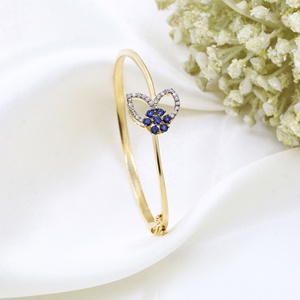 Pulsera Articulada de Plata de Ley 925 Bañada en Oro Amarillo con Zafiro Azul Natural y Diamantes, Joyas Memoria, Venta al por Mayor - Product Image 1