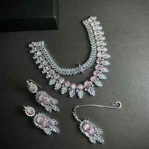 Ensemble de bijoux pour femmes, collier et boucles d'oreilles élégants, bijoux de mariée indiens et pakistanais, pour mariage et fête - Product Image 5