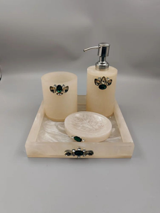 NEHA ENTERPRISES contemporary <b>resin</b> bathroom accessory <b>kit</b> with soap dish dispenser and toothbrush stand - Product Image 4