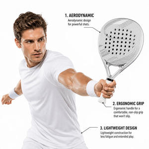 Raquette de padel en fibre de carbone 3K 12K 18K avec logo personnalisé, surface 3D en forme de goutte d'eau, forme diamant, 38 mm, 360 g, noyau EVA, fabrication OEM directe d'usine - Product Image 3