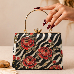 Pochette de soirée élégante de luxe à motif floral zèbre pour femme, idéale pour les occasions festives - Product Image 1