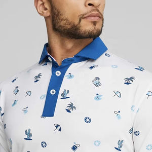 เสื้อโปโลกอล์ฟพรีเมียมสำหรับผู้ชาย ระบายความชื้นได้ดี ขายส่ง รับสกรีนโลโก้ เสื้อกอล์ฟ 100% โพลีเอสเตอร์ผสมสแปนเด็กซ์ - Product Image 3