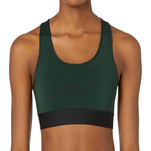 OEM Service 100% Polyester Breathable Solid Color Women Sports Bra-High Support Yoga Front Logo Lightweight Fitness Wear - Product Image 1