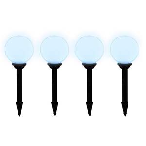 Set of 8 White Shiny <b>Ball</b> Garden Path Lights Tough Plastic Black Tube Elegant <b>Ball</b> <b>Lamp</b> Series - Product Image 4