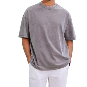 Camiseta de Algodón Puro de Buena Calidad, Estilo Vintage, Lavado Ácido, Hombros Caídos, Talla Grande, con Logotipo Personalizado Estampado - Product Image 1