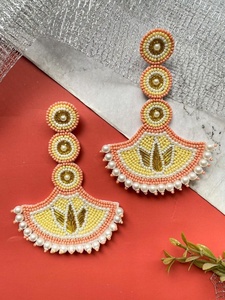 Pendientes de Lujo con Cuentas y Dijes Bohemios para Mujer, Joyería de Moda, Perlas Bordadas, Cristal Plateado para Fiestas - Product Image 1