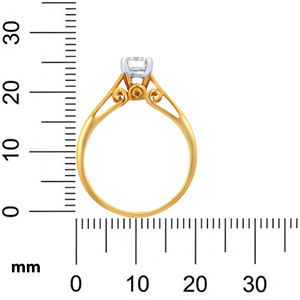 Anillo Solitario Majestic Shimmer, Anillo de Oro Clásico con Corte Brillante Redondo y Cuatro Puntas, con Elegante Diseño Floral - Product Image 5