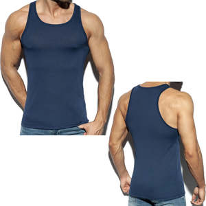 Débardeurs d'été pour hommes, coupe ajustée, décontractés, pour la gym et le fitness, respirants, séchage rapide, écologiques, tricotés, lavés, en polyester uni, sans manches - Product Image 2