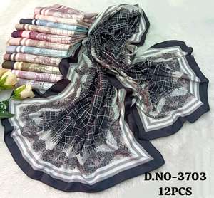 Conjunto de Bufandas de Pashmina con Estampado Floral y Geométrico de Mezcla de Seda Premium - Colección de Hijabs y Pañuelos Ligeros de Lujo para Mujer - Product Image 2