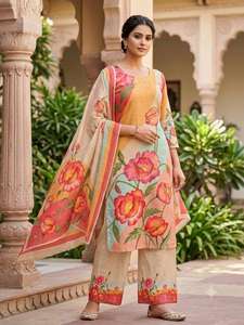 Ensemble coordonné Kurti Palazzo en coton ethnique pour femmes avec dupatta, vêtements imprimés en trois pièces pour tous les jours et les occasions spéciales - Product Image 3