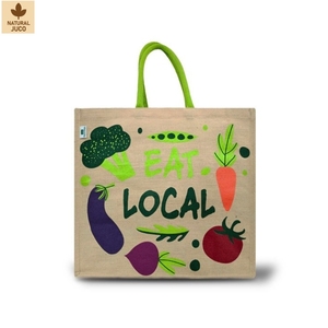 Laminated Jute Cotton Blend Grocery <b>Shopping</b> <b>Tote</b> <b>Bag</b> for Fruit Vegetable Market Supermarket <b>Shopping</b> Custom Branding Bulk Order - Product Image 2
