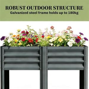 Fioriera Rialzata Grigio Scuro e Scaffale Porta Piante per Esterni - Soluzione Elegante per Giardino e Stoccaggio - Product Image 3