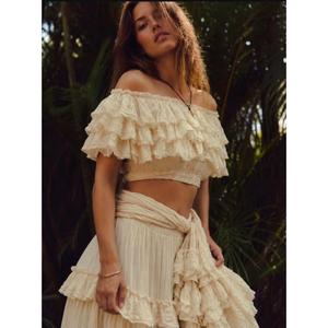 Vestido de Fiesta Bohemio con Volantes en el Hombro y Bordado Hecho a Mano, Corte en A, Cintura Natural, Largo hasta el Tobillo, Sin Mangas, Color Sólido, para Mujer, Verano - Product Image 6