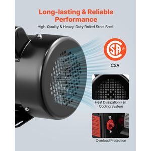 Motor Eléctrico de CA de 1 HP, 1725 RPM, para Compresor de Aire, Rotación CW/CCW, Diámetro del Eje de 5/8 Pulgadas, Longitud del Eje de 1.88 Pulgadas, Torque de 4.1 N.m - Product Image 5