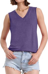 Women V Neck Sleeveless Knitted <b>Tank</b> <b>Top</b> Solid Color Casual Wear <b>Purple</b> from bangladesh - Product Image 4