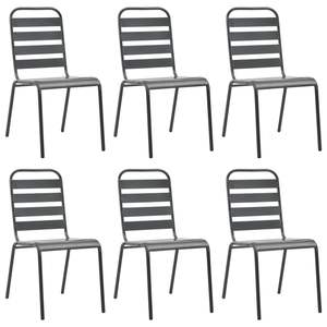 Ensemble de salle à manger en acier gris foncé avec finition époxy et revêtement en poudre, ensembles de jardin - Product Image 6