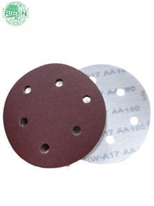 Disco de lijado de óxido de aluminio rojo de 150 mm con gancho y bucle, disco abrasivo para lijadora manual en forma de disco - Product Image 2