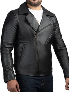Chaqueta de cuero para hombre estilo motero con textura suave - Product Image 3