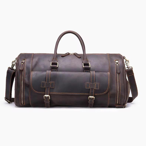 Sac de voyage en cuir pour homme, forme rectangulaire, fermeture à glissière, poignée supérieure, sac de transport, 36,56 L, grande capacité, sac de rangement durable - Product Image 1