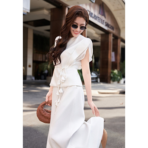 Blusa Elegante de Mujer con Cuello Redondo, Mangas con Volantes y Peplum, con Cinturón Hecho a Mano, Estilo Casual de Oficina, ODM OEM SOLI - Product Image 4