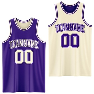 Maillot de basketball personnalisé Elite double face violet crème, tenue d'équipe en tissu mesh respirant, fournisseur OEM, marque privée - Product Image 2