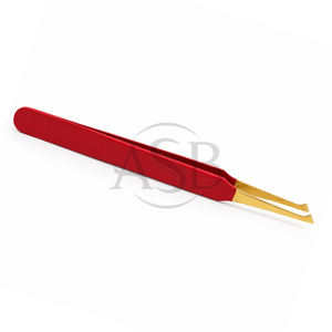 แหนบต่อขนตาปลายแหลมแบบ Chisel สแตนเลสสตีลสองสี ปลายสีทอง จับถนัดมือ รับทำโลโก้ - Product Image 4