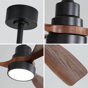 Ventilatore da soffitto in legno massello da 48 pollici a basso profilo con motore silenzioso reversibile, telecomando, luce e 3 pale DC - Product Image 2