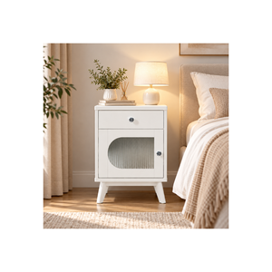 Muebles de Dormitorio Modernos de Madera de Pino Macizo de la Colección EVEREST, Mesita de Noche de Madera con Almacenamiento Práctico - Product Image 1