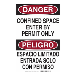 Panneau bilingue en PVC « Danger : Espace Confiné - Utilisation par Permis Seulement » pour la sécurité industrielle - Product Image 3