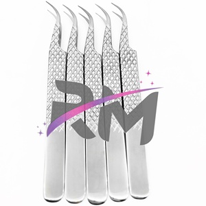 Pince à épiler professionnelle RMI tendance en acier inoxydable pour extensions de cils, pointe fine, courbée, droite, à pointe en fibre, biseautée - Product Image 3