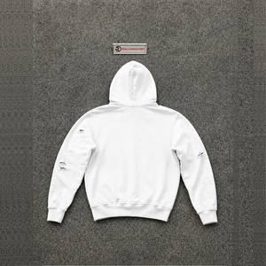 เสื้อฮู้ดดี้กราฟิกสีขาวพรีเมียม พิมพ์ลายแองเจิล ดีไซน์ลำลองทรงโอเวอร์ไซส์ โลโก้ด้านหน้า แขนเสื้อปกติ ผ้าฝ้ายเฟรนช์เทอร์รี่ เหมาะสำหรับใส่ในฤดูใบไม้ร่วง DISTR - Product Image 6