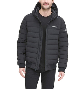 Veste matelassée épaisse à capuche pour homme, style décontracté, imperméable et coupe-vent, motif uni sur le devant, marque privée High Street - Product Image 5
