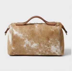 Custom Genuine Leather Zipper Hair for Bag Premium Hair-on-Hide <b>Makeup</b> <b>Case</b> Luxury OEM Travel Shaving Kit Bag LHON-0001 - Product Image 3