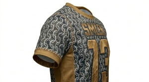 Maillot de football américain respirant à manches courtes, grande taille, imprimé par sublimation personnalisée de haute qualité pour hommes, 100 % polyester, protection UV - Product Image 3
