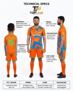 Camiseta de Fútbol para Hombre, Color Azul y Naranja, Cuello en V, Manga Corta, Transpirable, Poliéster, Antideslizante, Cintura Elástica, para Adultos - Product Image 4