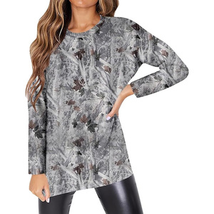 เสื้อสเวตเชิ้ตผู้หญิงพิมพ์ลายตามสั่ง ผ้าฟลีซเนื้อนุ่ม ระบายอากาศได้ดี น้ำหนักเบา ผสมผ้าฝ้ายและโพลีเอสเตอร์ ซับในอย่างดี เหมาะสำหรับฤดูหนาว ลายพราง - Product Image 1