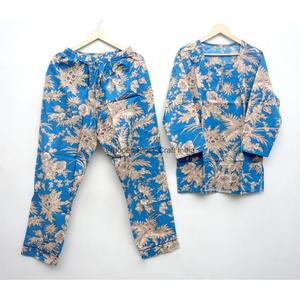 Women 2-Piece Pajama Set Printed Floral Pattern Full Sleeve O-Neck Soft Non Woven Summer 100% Cotton Pajama Sets Night Wear - Product Image 5