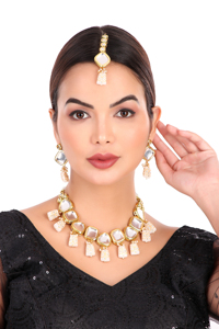 Party Wear Engagement Wedding Anniversary Choker Earrings Set Traditional Zircon Trendy <b>Gift</b> Jewelry Women Necklace Brass Alloy - Product Image 2