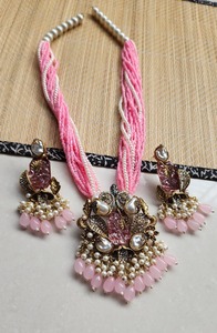 Juego de Joyería Nupcial de Perlas, Collar y Aretes con Cristales y Pedrería Chapados en Oro para Bodas y Fiestas - Product Image 2