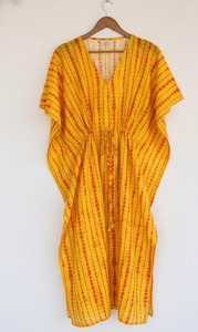 Caftán Tie Dye para Mujer, Largo hasta el Suelo, Ecológico, 100% Algodón, Corte Holgado, Cintura Natural, Estilo Casual de Verano, Boho, para Vacaciones - Product Image 4