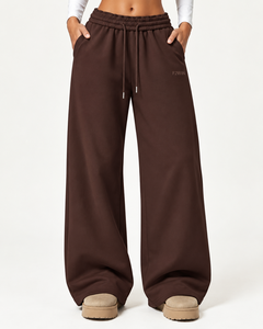 Pantalones Deportivos Anchos para Mujer F2WIN, Cintura Alta con Cordón, Corte Holgado, Largos, Color Sólido, Casuales, para Otoño, Venta al Por Mayor - Product Image 1