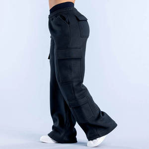 Pantalon cargo décontracté vintage pour femme, taille mi-haute, coupe large, imperméable, en molleton de coton épais, écologique - Product Image 3