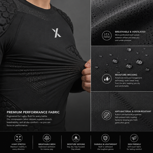 X Sports City Rugby – Sous-vêtements rembourrés noirs et turquoise, anti-humidité, séchage rapide, respirants, sans manches, toutes saisons - Product Image 4